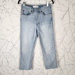 Denim Forum Light Wash Arlo High Rise Straight Ankle Jeans